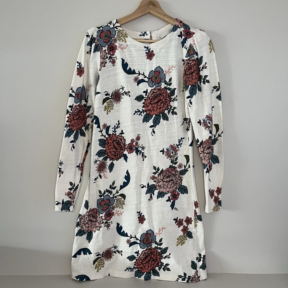 Loft 100% Cotton Puff‎ Sleeve Floral Dress Size 0